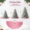 Christmas Tree Skirt 50" Round Sparkly Fuchsia Pink Sequin Ornaments Xmas New Years Party Decorations view 4