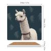 Ceramic Coasters for Drinks 4PCS Drink Coasters with Metal Holder Alpaca Llama Ceramic Coaster Drinks Cup Mat Cork Backing Stone Coasters for Tabletop Protection 4.1" view 2