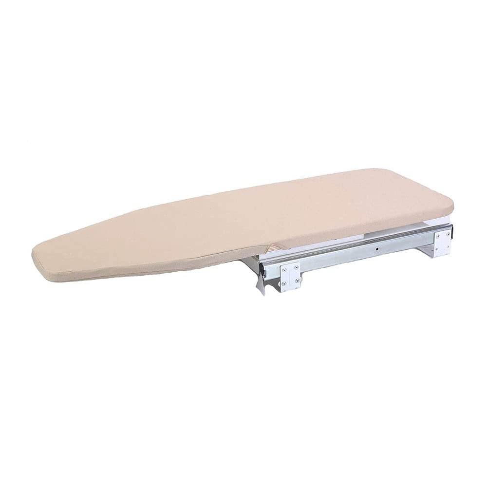 ELUKHT Rotatable Pull Out Ironing Board Cabinet Built-in Wooden Wardrobe Laundry Platform with Padding for Space Saving (Fold Down)