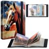 BPQOJB Small Photo Album 5x7 inch 120 Pockets Photos Pu Leather Cover Photo Albums With Elastic Band Design Cute Photo Album For Family Wedding Anniversary Travel - American Flag Horse view 1