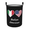 Italian American Flag Clothes Hamper Round Collapsible Storage Laundry Hamper For Bathroom Bedroom Dorm Medium view 1