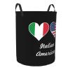 Italian American Flag Clothes Hamper Round Collapsible Storage Laundry Hamper For Bathroom Bedroom Dorm Medium view 2