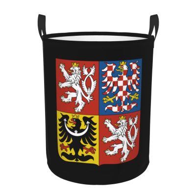 Coat of Arms of The Czech Republic Clothes Hamper Round Collapsible Storage Laundry Hamper For Bathroom Bedroom Dorm Small
