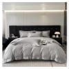 Zixmix Egyptian Cotton Luxury Embroidery Style Bedding Set Simple Solid Color Duvet Cover Flat/Fitted Bed Sheet Pillowcase,Bedding, King, Gray, JM-021 view 1