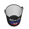 Haiti Heart Flag Clothes Hamper Round Collapsible Storage Laundry Hamper For Bathroom Bedroom Dorm Small view 3
