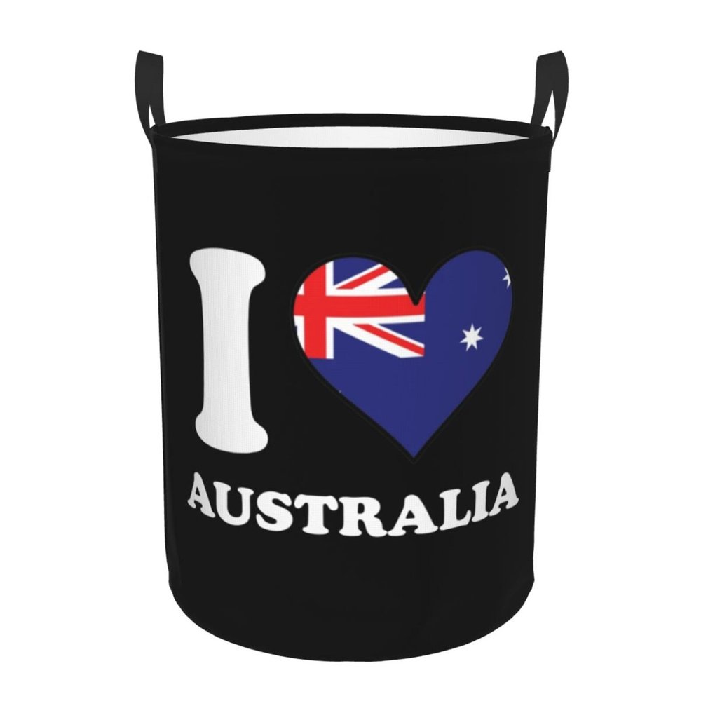 I Love Australia Laundry Hamper Round Collapsible Storage Laundry Hamper For Bathroom Bedroom Dorm Small