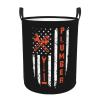 axxor Plumber American Flag Laundry Basket Round Collapsible Storage Laundry Hamper For Bathroom Bedroom Dorm Medium, Black view 1