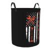 axxor Plumber American Flag Laundry Basket Round Collapsible Storage Laundry Hamper For Bathroom Bedroom Dorm Medium, Black view 2