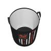 axxor Plumber American Flag Laundry Basket Round Collapsible Storage Laundry Hamper For Bathroom Bedroom Dorm Medium, Black view 3