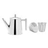 Easyworkz Stainless Steel Teapot with Removeable Infuser 27 oz, Bundled with Easyworkz Stainless Steel Double-Wall Espresso Cups 5 oz Set of 2, Vertical Stripe Design, Brushed Silver view 1