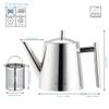 Easyworkz Stainless Steel Teapot with Removeable Infuser 27 oz, Bundled with Easyworkz Stainless Steel Double-Wall Espresso Cups 5 oz Set of 2, Vertical Stripe Design, Brushed Silver view 2