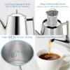 Easyworkz Stainless Steel Teapot with Removeable Infuser 27 oz, Bundled with Easyworkz Stainless Steel Double-Wall Espresso Cups 5 oz Set of 2, Vertical Stripe Design, Brushed Silver view 3