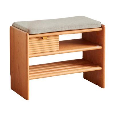 EKDJSN Shoe Bench entryway, with Drawer and Open Storage Space, 3-Tier Entryway Shoe Storage Organizer Shelf with Removable Cushion, for Living Room, Bedroom(Color:Gray,Size:35.4in/90cm)