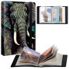 BPQOJB Small Photo Album 5x7 inch 120 Pockets Photos Pu Leather Cover Photo Albums With Elastic Band Design Cute Photo Album For Family Wedding Anniversary Travel - Elephant view 1