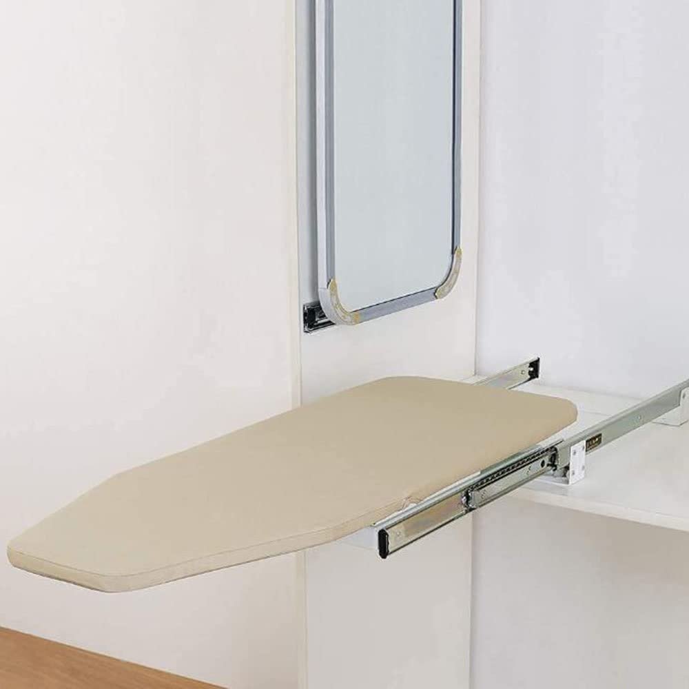 ELUKHT Hiding Ironing Board Foldable Ironing Station in Cabinet for Apartment & Small Room | Sturdy Folding Board, Easy-Release Lever