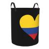 Flag of Colombia Heart Clothes Hamper Round Collapsible Storage Laundry Hamper For Bathroom Bedroom Dorm Small view 2