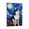 JYzymuth Husky Best Friends Pet dog Starry Sky poster Van Gogh inspired Animal Home Oil painting Art Bedroom Living Room canvas printed wall decoration 8x12inch Framed, style-14 view 1