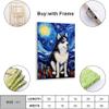 JYzymuth Husky Best Friends Pet dog Starry Sky poster Van Gogh inspired Animal Home Oil painting Art Bedroom Living Room canvas printed wall decoration 8x12inch Framed, style-14 view 2