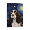 JYzymuth English Springer Spaniel Best Friends Pet dog Starry Sky poster Van Gogh inspired Animal Home Oil painting Art Bedroom Living Room canvas printed wall decoration 8x12inch Framed view 1