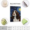 JYzymuth English Springer Spaniel Best Friends Pet dog Starry Sky poster Van Gogh inspired Animal Home Oil painting Art Bedroom Living Room canvas printed wall decoration 8x12inch Framed view 2
