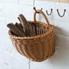 Hanging Wicker Basket for Wall: Woven Storage Basket Wicker Wall Baskets, Front Door Hanging Plastic Rattan Baskets, Fruit Vegetable Baskets for Home Kitchen Decor view 3