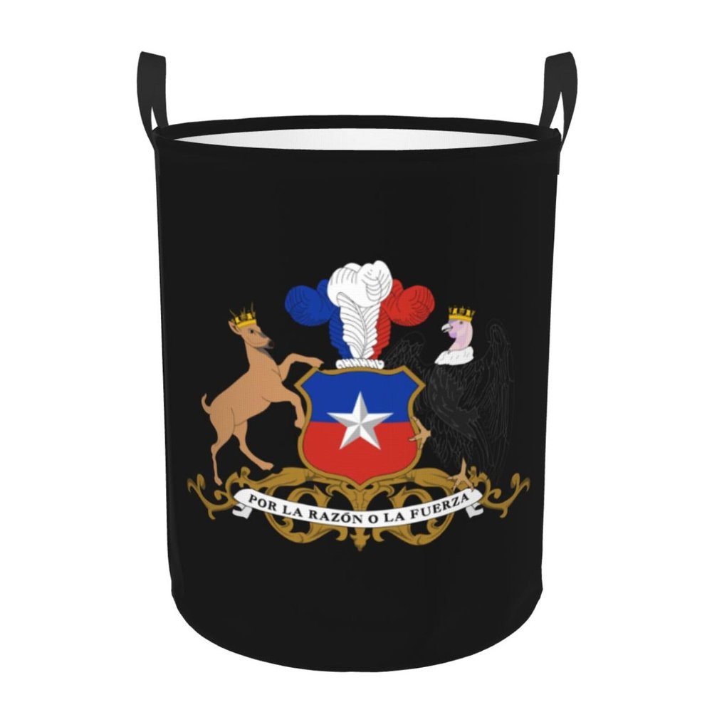 Coat of Arms of Chile Clothes Hamper Round Collapsible Storage Laundry Hamper For Bathroom Bedroom Dorm Small