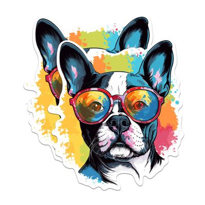 (2 Pack) Boston Terrier Dog Magnets - Boston Terrier with Sunglasses - Choose FromOver 100 Dog Breeds - 5" On Longest Side - Premium Magnet - Made in USA - MAG0324