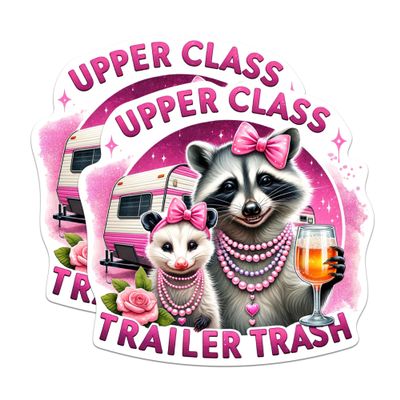 (2 Pack) Upper Class Trailer Trash Magnets - Funny Boujee Raccoon and Opossum Magnets - 5" On Longest Side - Premium Magnet - for Cars, Refrigerators, Toolboxes, Lockers - Made in USA - MAG0531