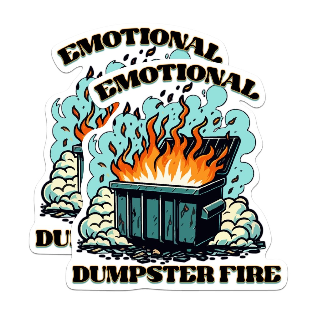 (2 Pack) Emotional Dumpster Fire Magnets - Funny Pun Magnet - 5" On Longest Side - Premium Magnet - for Cars, Refrigerators, Toolboxes, Lockers - Made in USA - MAG0519