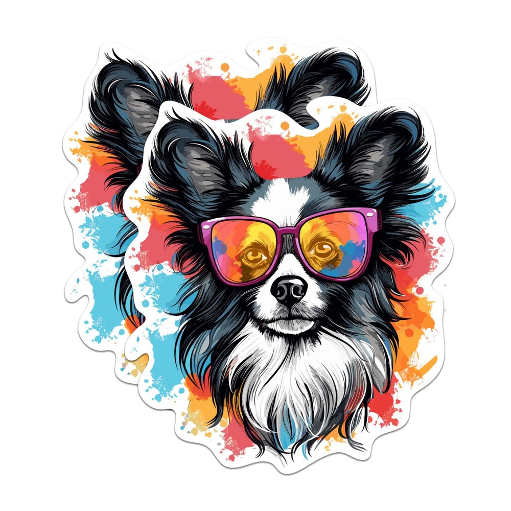 (2 Pack) Papillon Dog Magnets - Papillon with Sunglasses - Choose FromOver 100 Dog Breeds - 5" On Longest Side - Premium Magnet - Made in USA - MAG0378