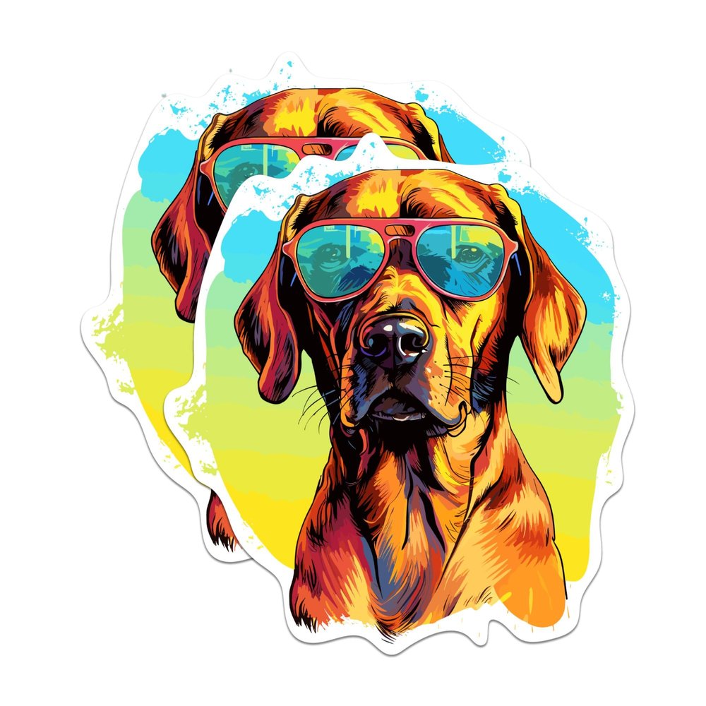 (2 Pack) Rhodesian Ridgeback Dog Magnets - Rhodesian Ridgeback with Sunglasses - Choose FromOver 100 Dog Breeds - 5" On Longest Side - Premium Magnet - Made in USA - MAG0389