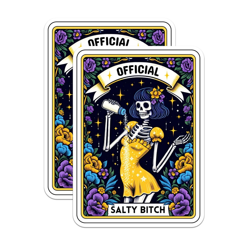 (2 Pack) Official Salty Bitch Tarot Card Magnets - Funny Sassy Sarcastic Magnet - 5" On Longest Side - Premium Magnet - for Cars, Refrigerators, Toolboxes, Lockers - Made in USA - MAG0498