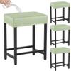 Levoberg Bar Stool Cover Rectangle Waterproof PU Counter Height Barstool Slipcovers Rectangular Vanity Stool Cover Kitchen Counter Saddle Seat Cover for Wooden Metal Bench Set of 4 Green view 1