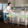 Levoberg Bar Stool Cover Rectangle Waterproof PU Counter Height Barstool Slipcovers Rectangular Vanity Stool Cover Kitchen Counter Saddle Seat Cover for Wooden Metal Bench Set of 4 Green view 2