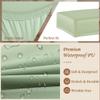 Levoberg Bar Stool Cover Rectangle Waterproof PU Counter Height Barstool Slipcovers Rectangular Vanity Stool Cover Kitchen Counter Saddle Seat Cover for Wooden Metal Bench Set of 4 Green view 4