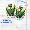 (2 Pack) Dill with It Magnets - Skeleton Holding Pickles Punny Pun Magnet - 5" On Longest Side - Premium Magnet - for Cars, Refrigerators, Toolboxes, Lockers - Made in USA - MAG0518 view 3