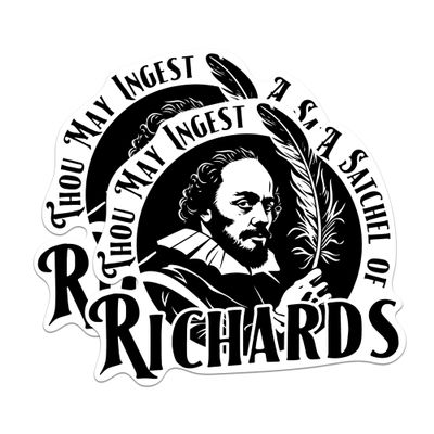 (2 Pack) Thou May Ingest A Satchel of Richards Magnets - Old English Renaissance - 5" On Longest Side - Premium Magnet - for Cars, Refrigerators, Toolboxes, Lockers - Made in USA - MAG0508