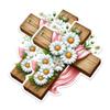 (2 Pack) Jesus Cross Christian Magnets - Cross with Flowers and Pink Ribbon - Christian - 5" On Longest Side - Premium Magnet - for Cars, Refrigerators, Toolboxes, Lockers - Made in USA - MAG0431 view 1