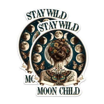 (2 Pack) Stay Wild Moon Child Magnets - Mystical Magical Magnet - Divine Feminine - 5" On Longest Side - Premium Magnet - for Cars, Refrigerators, Toolboxes, Lockers- Made in USA - MAG0787