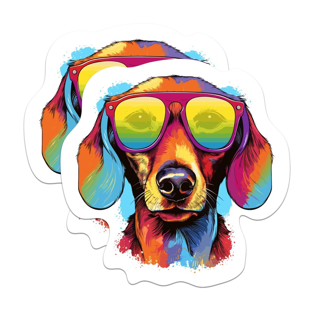 (2 Pack) Dachshund Dog Magnets - Dachshund with Sunglasses - Choose FromOver 100 Dog Breeds - 5" On Longest Side - Premium Magnet - Made in USA - MAG0343