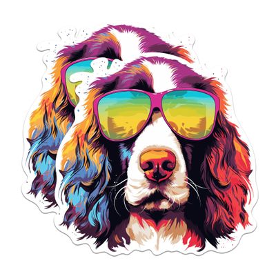 (2 Pack) English Springer Spaniel Dog Magnets - English Springer Spaniel with Sunglasses - Choose FromOver 100 Dog Breeds - 5" On Longest Side - Premium Magnet - Made in USA - MAG0349