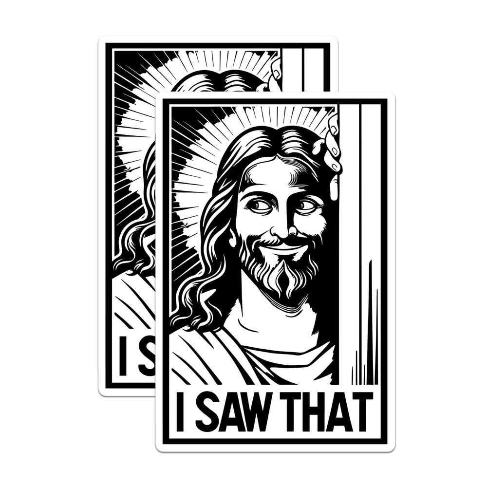 (2 Pack) I Saw That Funny Jesus Magnets - 5" On Longest Side - Premium Magnet - for Cars, Refrigerators, Toolboxes, Lockers - Made in USA - MAG0580