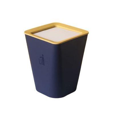 FEELIN Office Trash Can Wastebasket Trash Can Creative Household Livingc Room Bathroom Kitchen Paper Basket Bendroom Office Square Garbage Cans with Lid Bathroom Trash Can(Color:Blue,Size:9.5in)