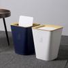 FEELIN Office Trash Can Wastebasket Trash Can Creative Household Livingc Room Bathroom Kitchen Paper Basket Bendroom Office Square Garbage Cans with Lid Bathroom Trash Can(Color:Blue,Size:9.5in) view 4