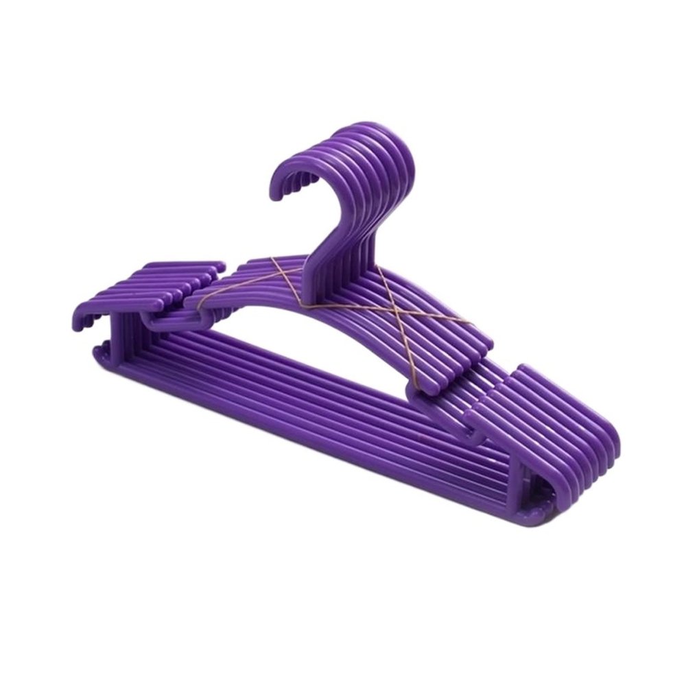 10PC Portable Hanger Clothes Socks Coat Plastic Hanger Hook Household Pants Hanger Hanger(Color:Purple)