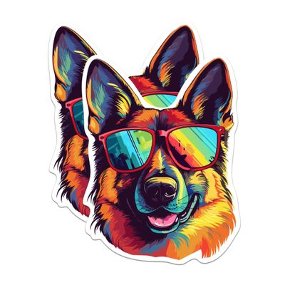 (2 Pack) German Shepherd Dog Magnets - German Shepherd with Sunglasses - Choose FromOver 100 Dog Breeds - 5" On Longest Side - Premium Magnet - Made in USA - MAG0355