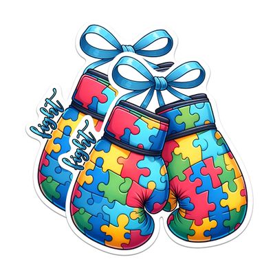 (2 Pack) Fight Autism Boxing Gloves Magnet - Autism Pride Awareness Magnet - 5" On Longest Side - Premium Magnet - for Cars, Refrigerators, Toolboxes, Lockers - Made in USA - MAG0426