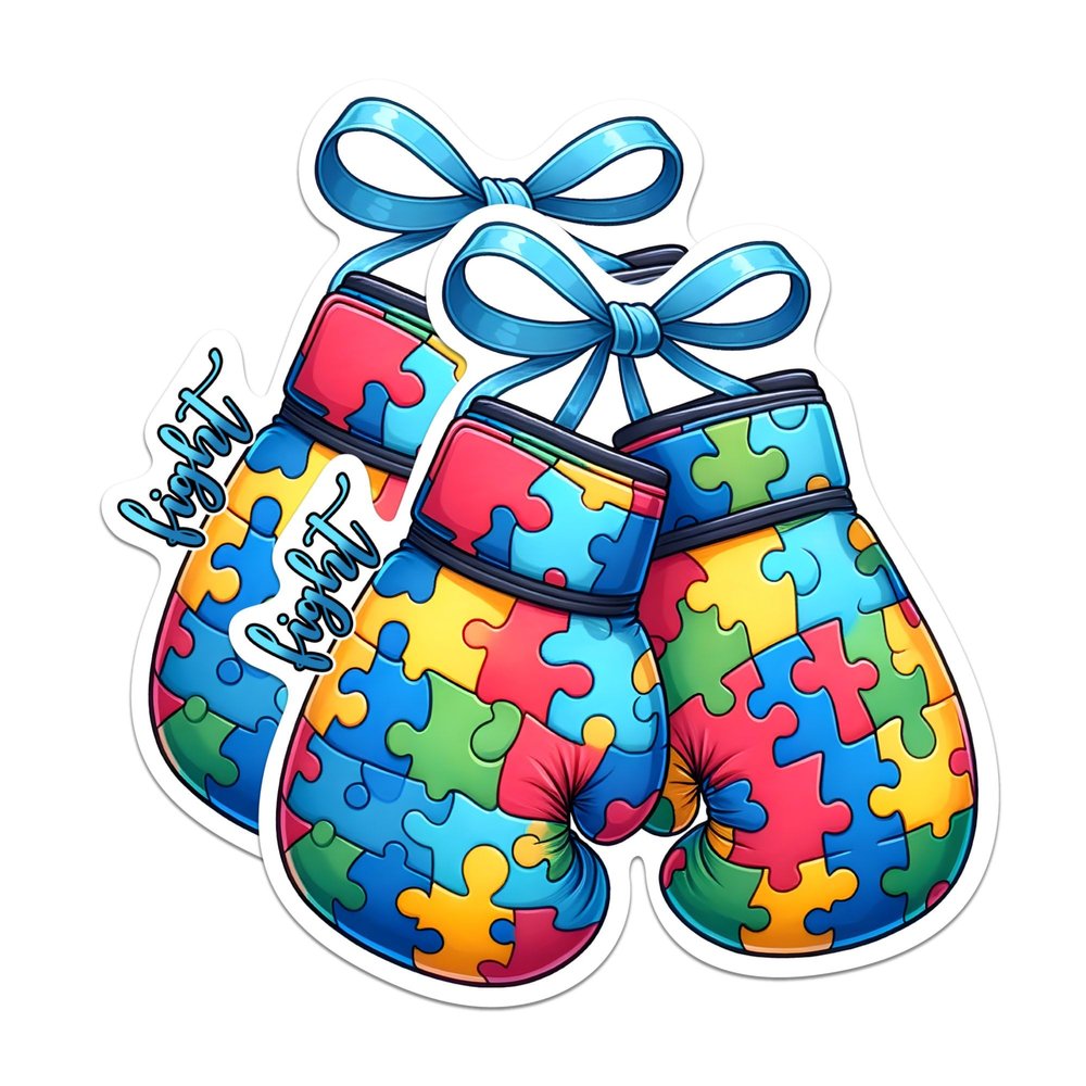 (2 Pack) Fight Autism Boxing Gloves Magnet - Autism Pride Awareness Magnet - 5" On Longest Side - Premium Magnet - for Cars, Refrigerators, Toolboxes, Lockers - Made in USA - MAG0426