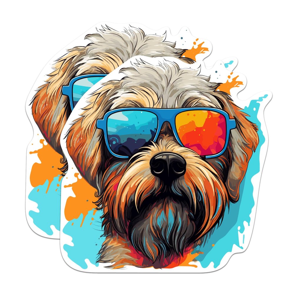 (2 Pack) Soft Coated Wheaten Terrier Dog Magnets - Soft Coated Wheaten Terrier with Sunglasses - Choose FromOver 100 Dog Breeds - 5" On Longest Side - Premium Magnet - Made in USA - MAG0403