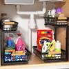 Liuoud Under Sink Organizer 2 Pack, 2 Tier Slide Out Large Capacity Height Adjustable Under Sink Organizers and Storage for Kitchen Bathroom Cabinet, Black view 1